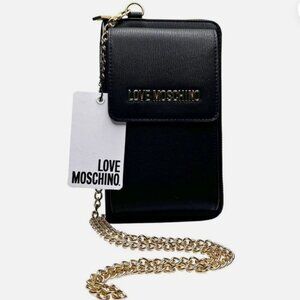 NWT LOVE MOSCHINO BLACK LEATHER GOLD CHAIN CROSSBODY BAG JC5701PP1JLD0000